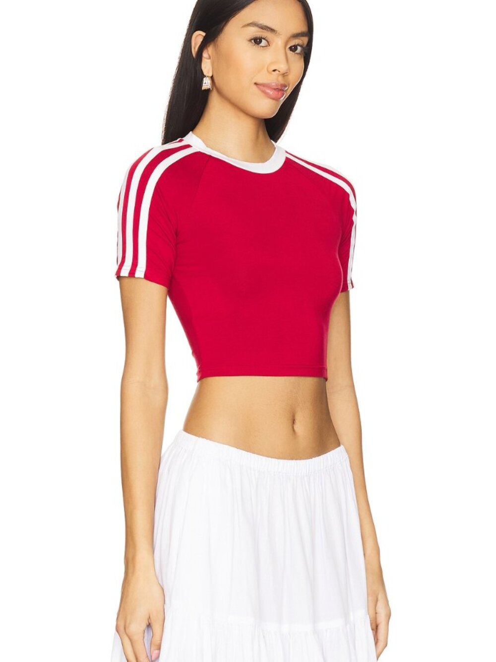 superdown Elisabeth Tee in Red white stripe crop top sporty - Picture 2 of 6